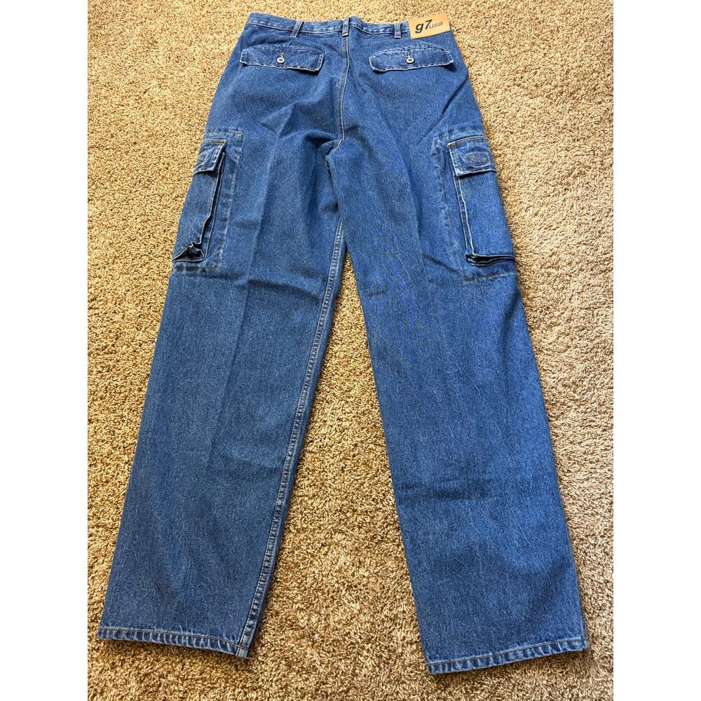 Y2K G7 USA Denim Cargo Blue Jeans Baggy Pants Mens Size 36